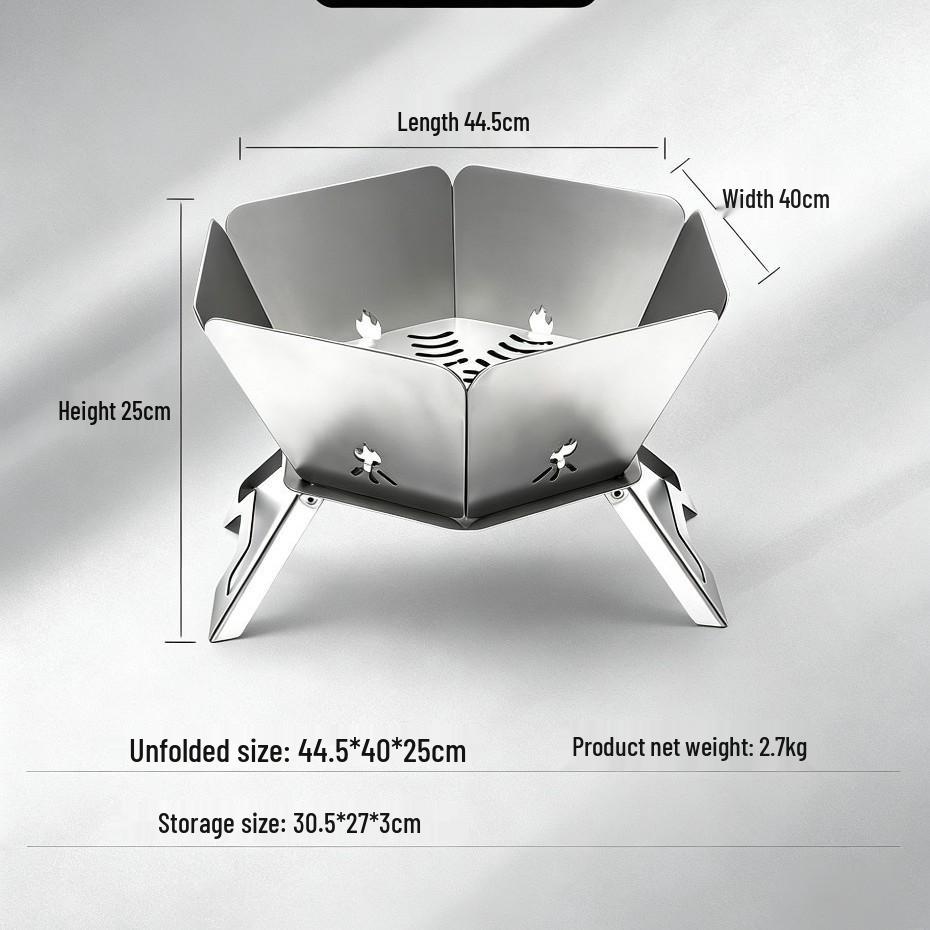 Portable Campfire Stove & Foldable Grill: Stainless Steel Lotus Stand for Outdoor Cooking & Boiling Tea