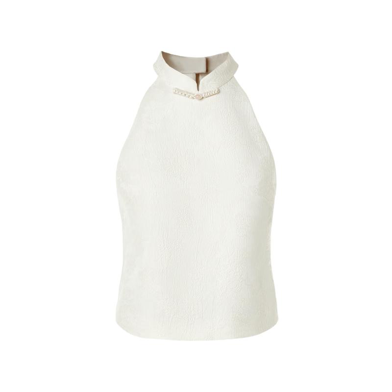 Lanting Xu New Chinese Style Sleeveless Stand Collar Shirt L