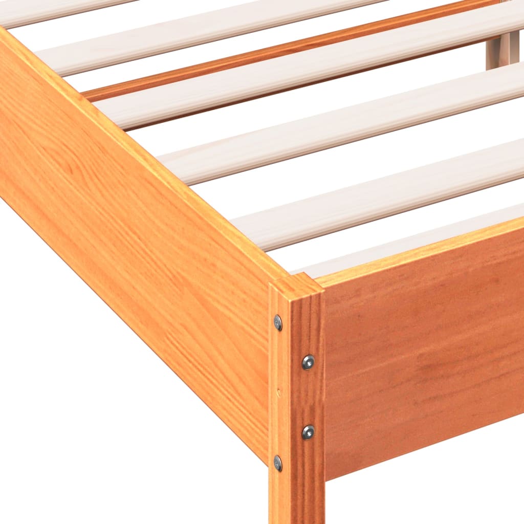 Solid Wood Bed Without Mattress Wax Brown 120x200 Cm Pine Wood