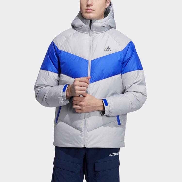 Adidas Geacă de puf cu glugă colorblock pentru bărbați Geacă Gri H20791