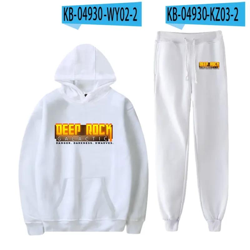 Deep Rock Galactic Casual träningsoverall 2-delads set huvtröja + byxor kostym Sportkläder Streetwear Casual joggingkläder