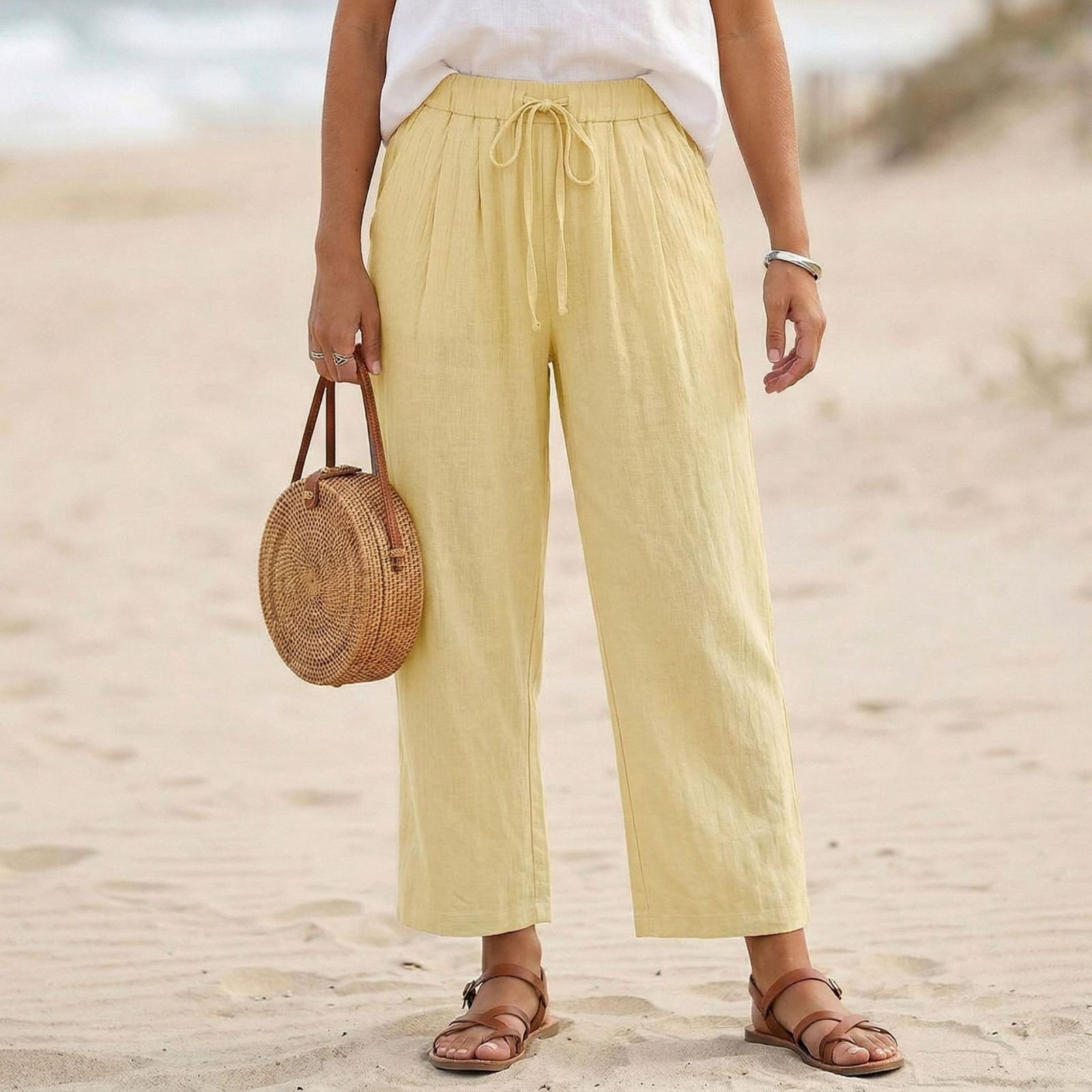

Women s Fashion Elastic Fit Color Casual Loose Pocket Straight Leg Pants XL