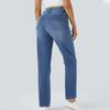 Women's Straight Leg Jeans Pull-On High Waisted Cropped Denim Pants Stretchy Ankle Jeans for Daily Wear Outings