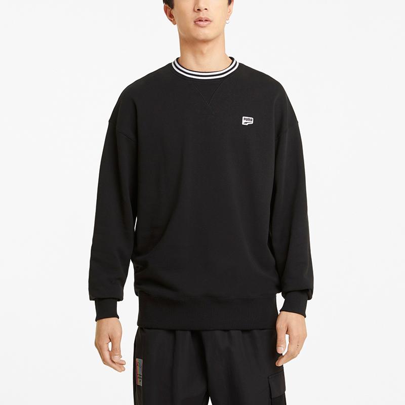 Puma Downtown Casual Sport Crew Neck Long Sleeve Knit Sweater Men Sweater Black 531426-01