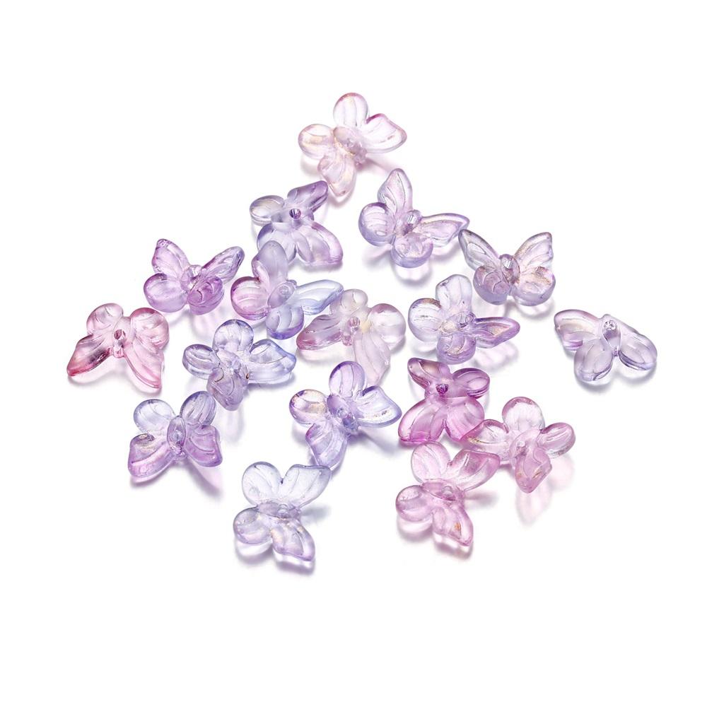 50pcs/bag Mixcolour  Butterfly Shape Glass Bead Seed Beads Loose Beads Bracelet For DIY Jewelry Making Finding Accessories
