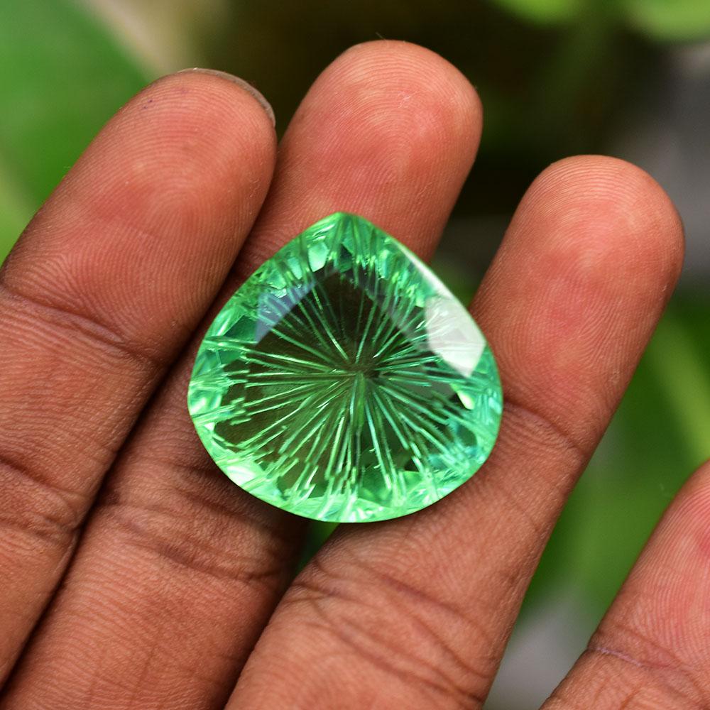 Natural Green Topaz Loose Gemstone 25x25mm Pear Cut for Jewelry Making and Gem Collections