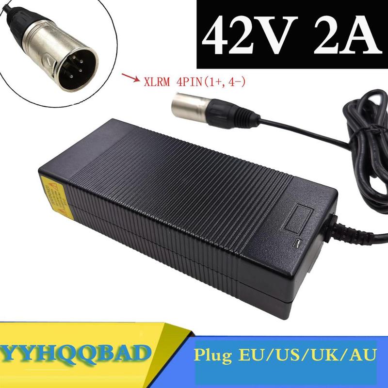 36V Charger 42V 2A  lithium battery charger for 36V lithium battery pack with 4-Pin XLR Socket/connector