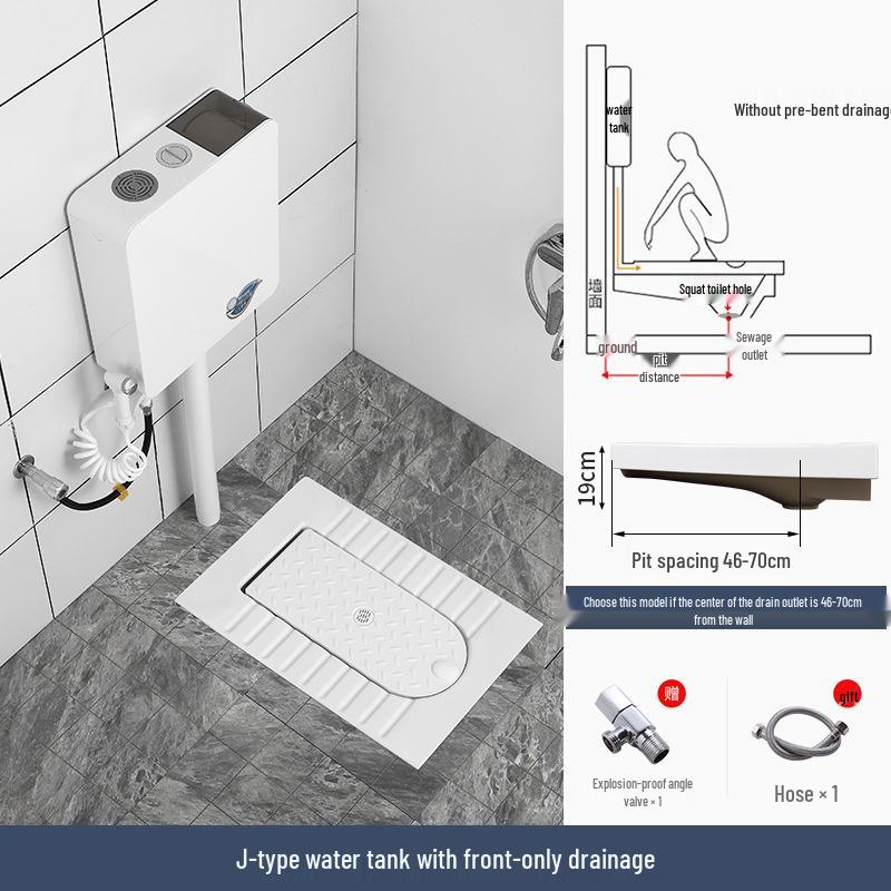 Compact Ceramic Squat Toilet with Flip Lid and Cover Plate