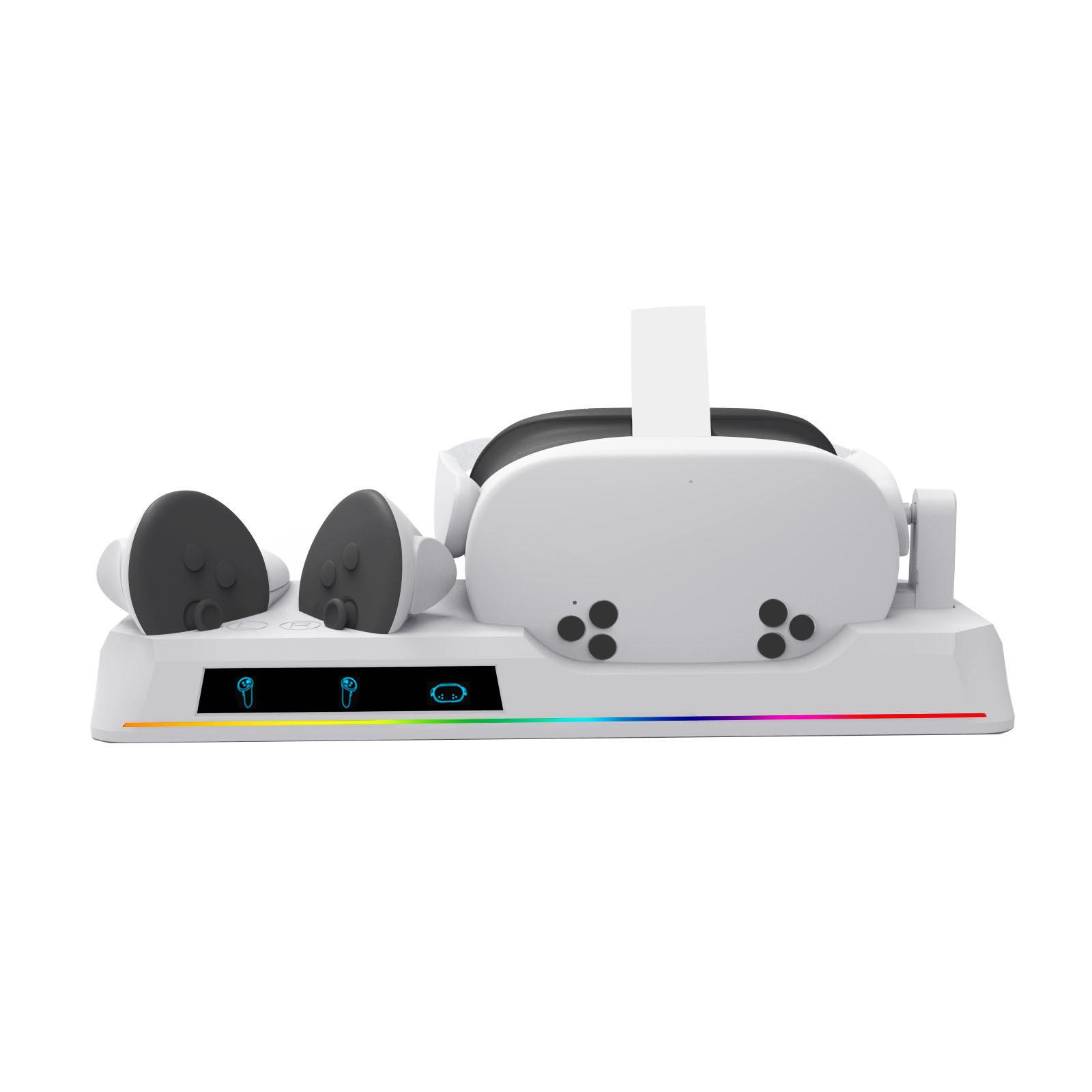 

Meta Quest 3S VR Helmet & Controller Charging Dock with Colorful Lights.
