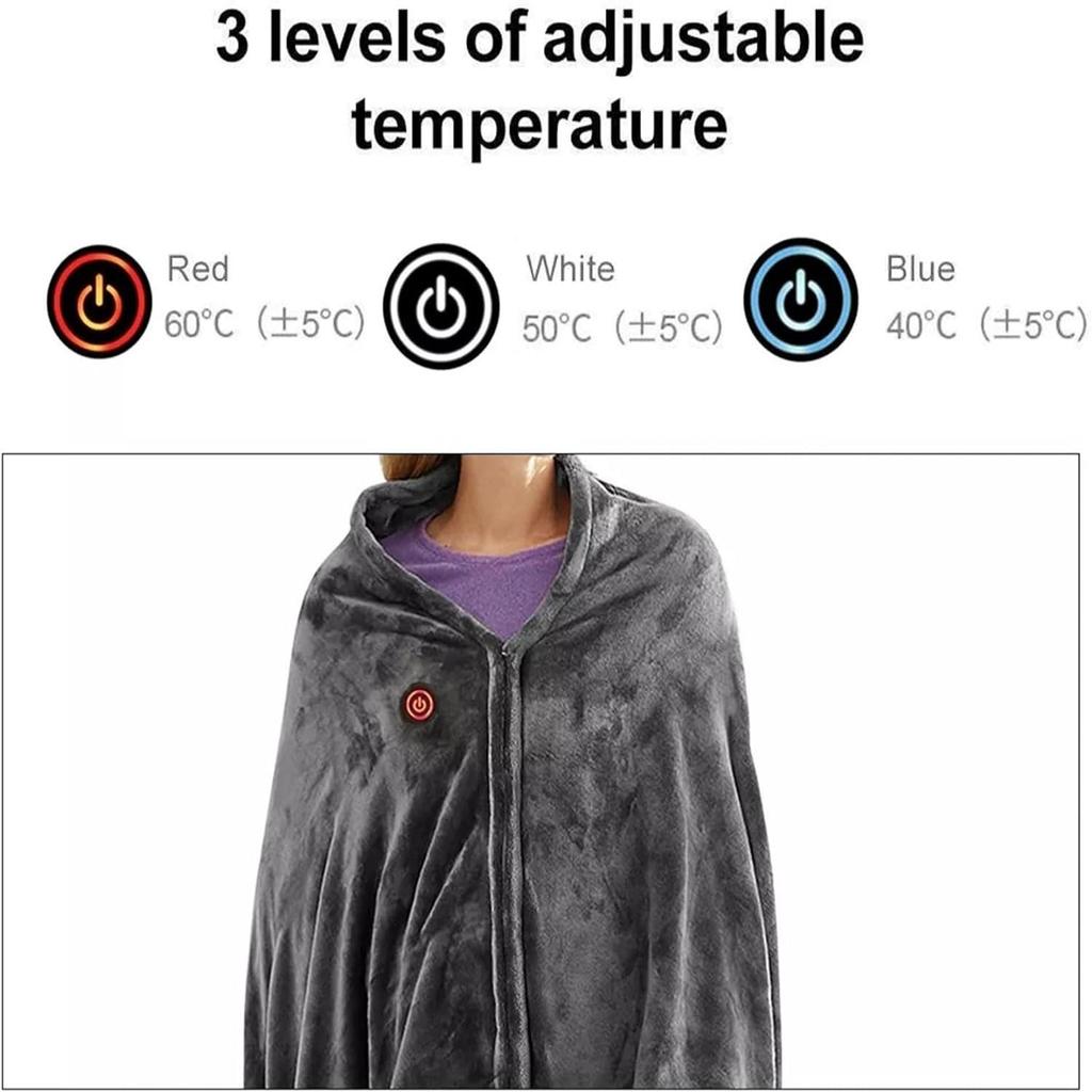 3 Heat Controller Coral Flannel Warm Shawl Winter Heated Blanket Cape Heating Lap Blanket Electric Heating Blanket