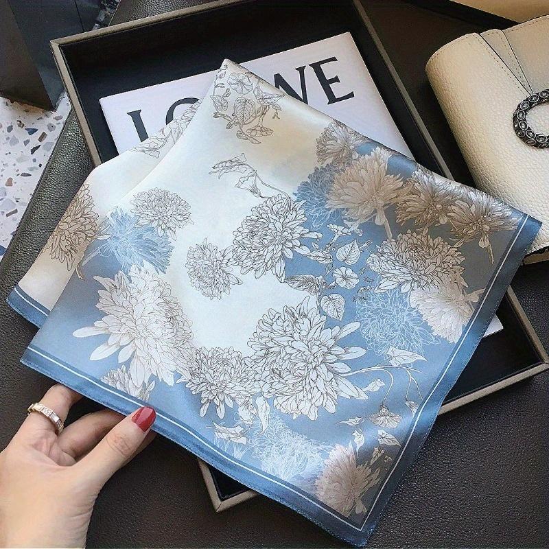 Luxury Floral Print 70Cm Square Silk Scarf Women Designer Scarves Bandana Foulard Shawl Hijab Echarpe Hairband Tie Ribbon