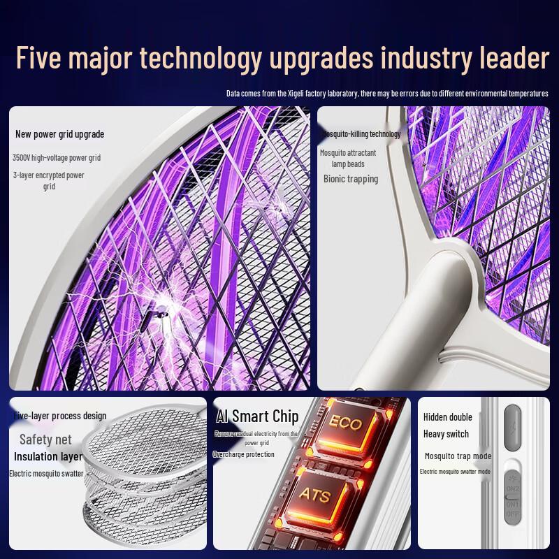 Rechargeable Electric Mosquito Swatter with UV Lure Lamp