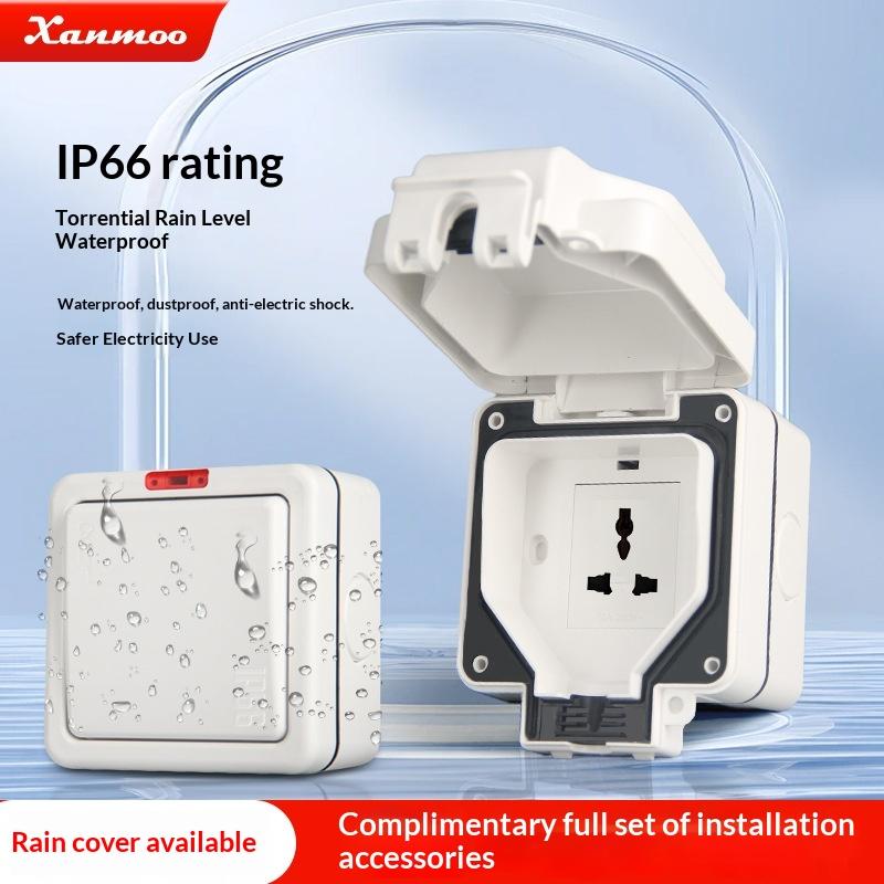 IP66 Grade Weatherproof Outdoor Waterproof Electric Switches and Sockets Protect Boxs Waterproof Outdoor Charging Socket Box