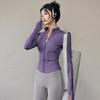 Women's Quick-Dry Slim Fit Stand-Up Collar Jacket for Aerobics, Running, Yoga, and Fitness.