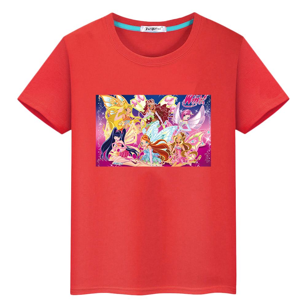 

Футболка Winx Cute Tops для дітей, хлопчиків, 10 років, аніме, коротка футболка з принтом Winx, мультфільм, 100% бавовна, гордість, одяг y2k, дитячий одяг, дитячий одяг 110 червоний