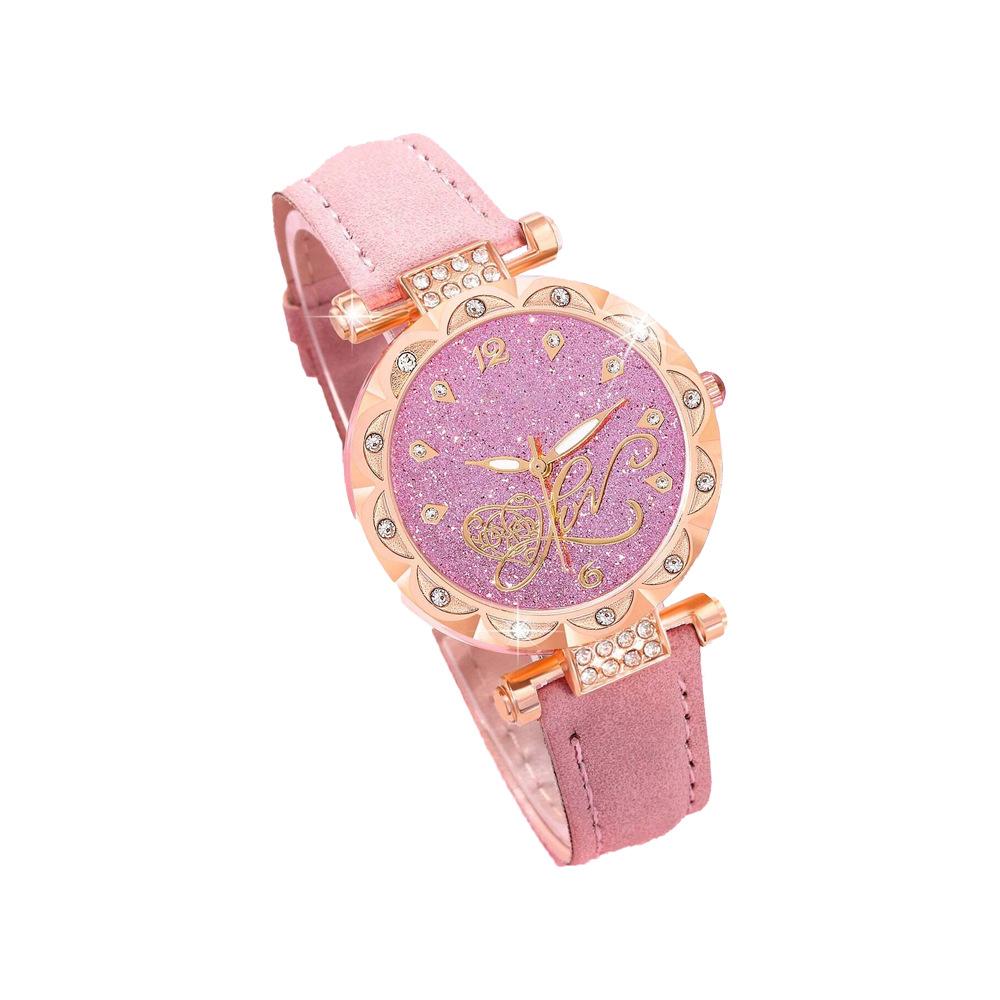Diamond Dial Watch Ladies Light Luxury Niche Quartz Watch Bracelet Set PU Leather Strap Watch