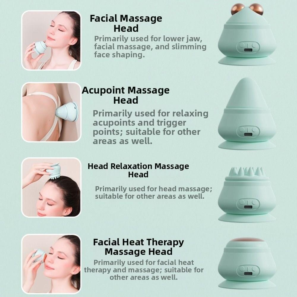 Hot Compress Adsorption Type Massager Ball 4Heads Yoga Fascia Ball Back Muscle Relief