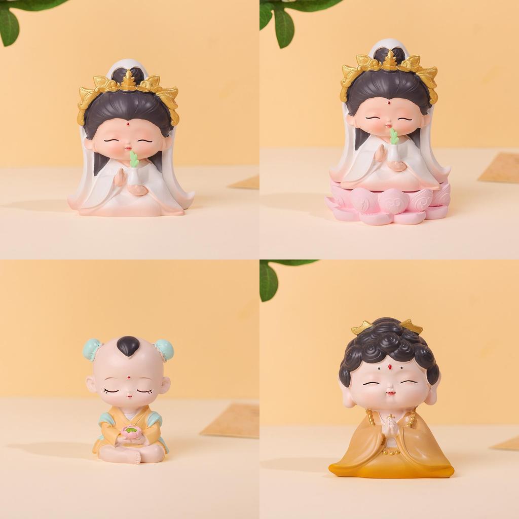 Buddhist Blessing Resin Figurine With Lotus Base For Home Decor And Giftgiving
