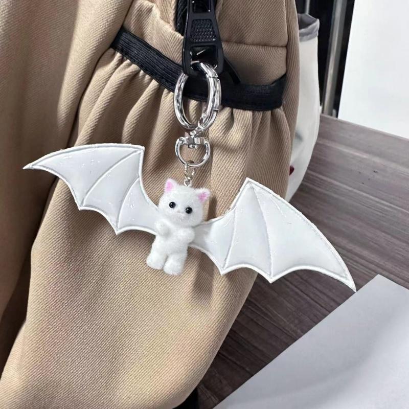 Mini Flocking Bear Doll Keychain Flocking Standing Bear Small Animals Keyring Phone Car Pendant Backpack Charms Bag Decor Gifts белый