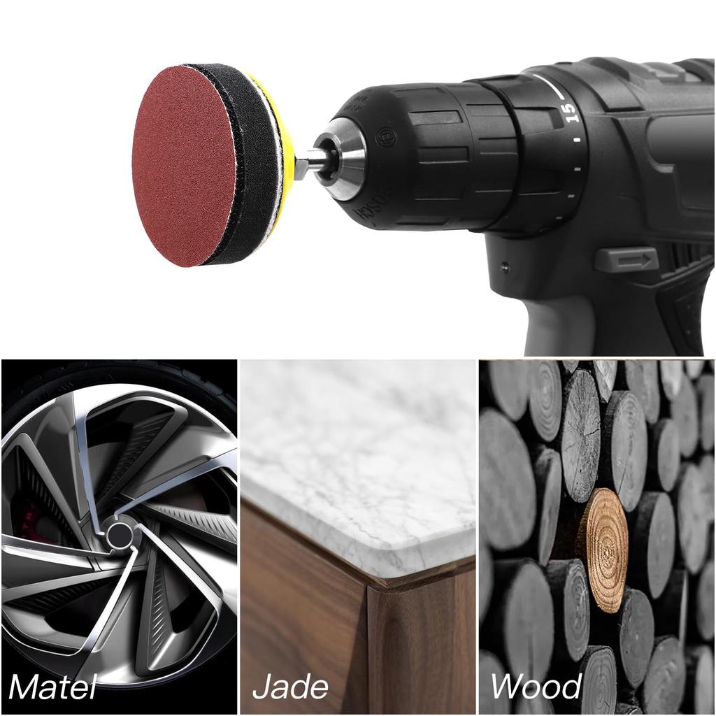 120pcs 2 Inch Sanding Discs Pad Kit 60-3000 Grit Sandpaper Backing Plate and Soft Foam Buffering Pad for Sanding Grinder Rotary