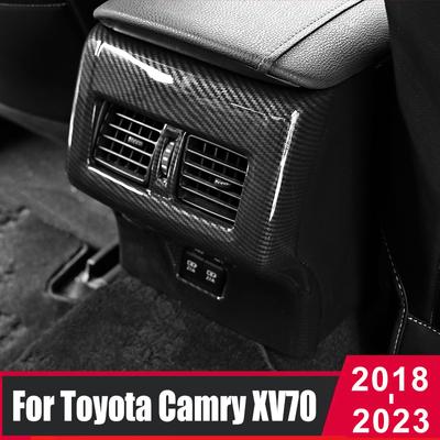 For Toyota Camry XV70 2018-  2022 2023 Interior Armrest Rear Row Middle Anti Kick Cover USB Panel Trims Car