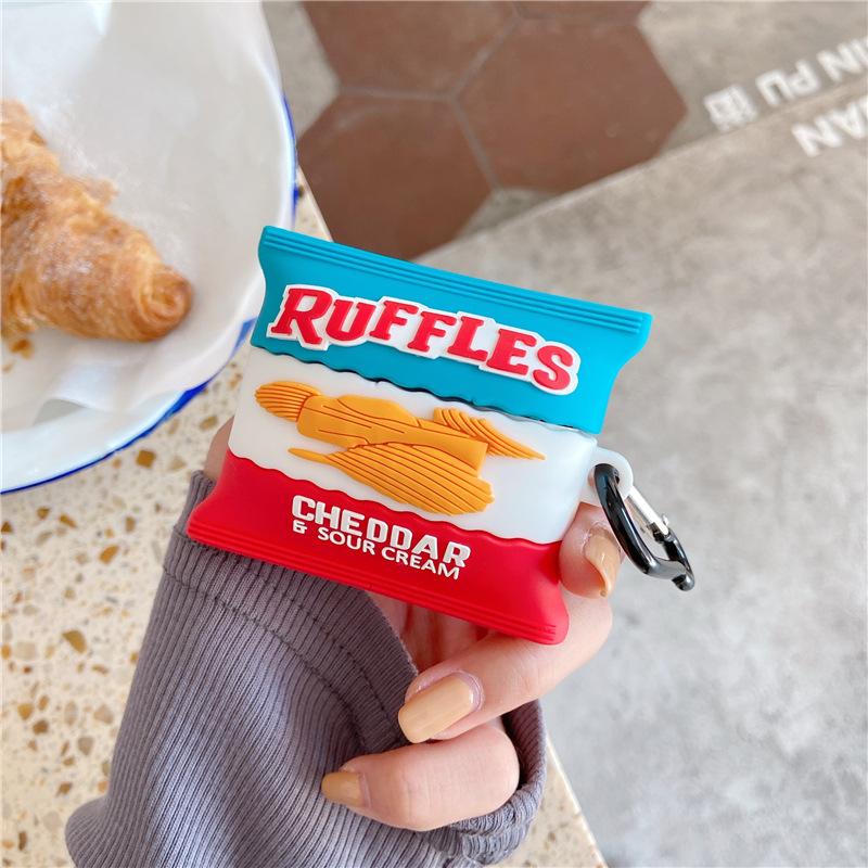 3D Cheddar Potato Chips Food Shockproof Protective Earphone Silicone Cover For Airpods Pro 2 Case For Kids Boys Girls Funda