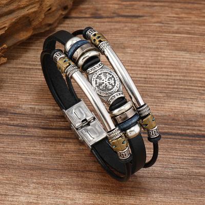 Vintage Viking Style Mens Genuine Leather Bracelet Handmade Craft
