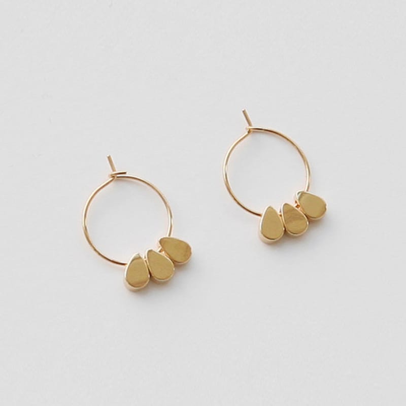 

FANTASTIC PLANET three drop ring earrings (2colors) GOLD