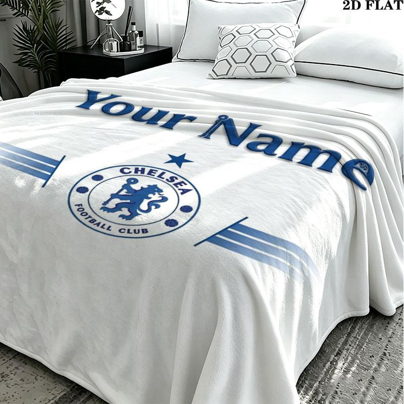 1PC Chelsea F Custom Name Patterned Flannel Blanket Suitable For All Seasons for Home Decor Warmth and Comfort Gifts Holiday Present