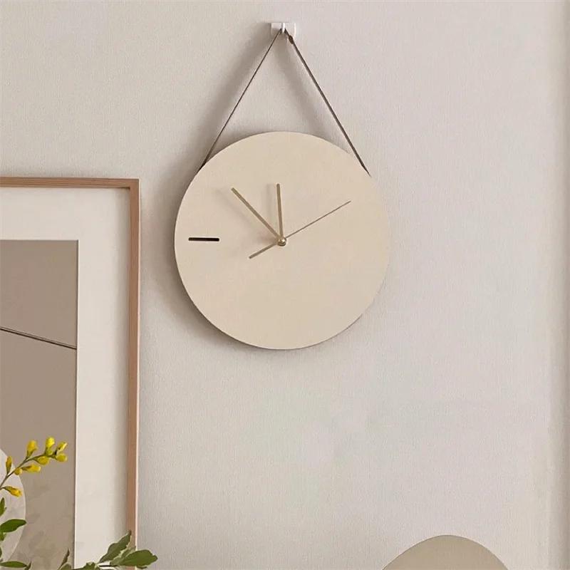 

Japanese style Wooden Wall Clock Minimalist Wood Silent Mute Clocks Bed Room Quartz Watch Furniture Hanging Ornaments Photo Prop 12 inch естественный