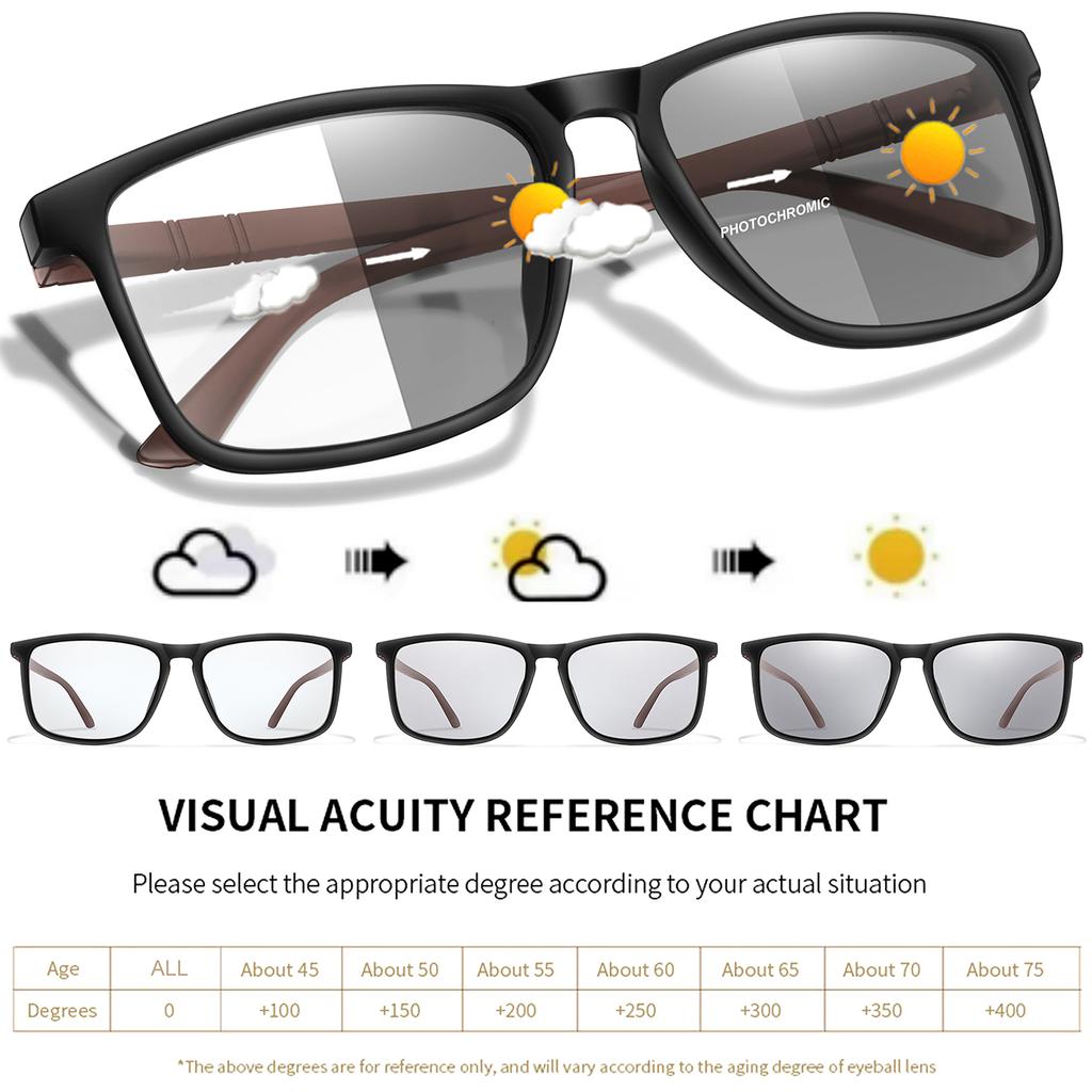 1/3 Pairs Anti Blue Light Photochromic Reading Glasses Classic Rectangular Eyeglasses for Business Professionals