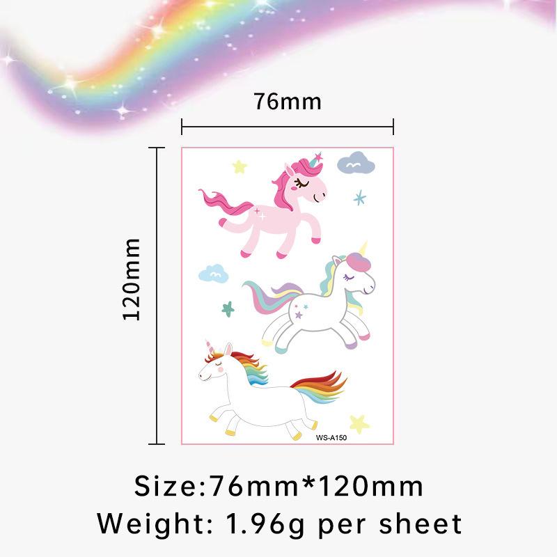Cross Border Cartoon Unicorn Children's Waterproof Tattoo Sticker Pony Beautiful Girl Temporary
