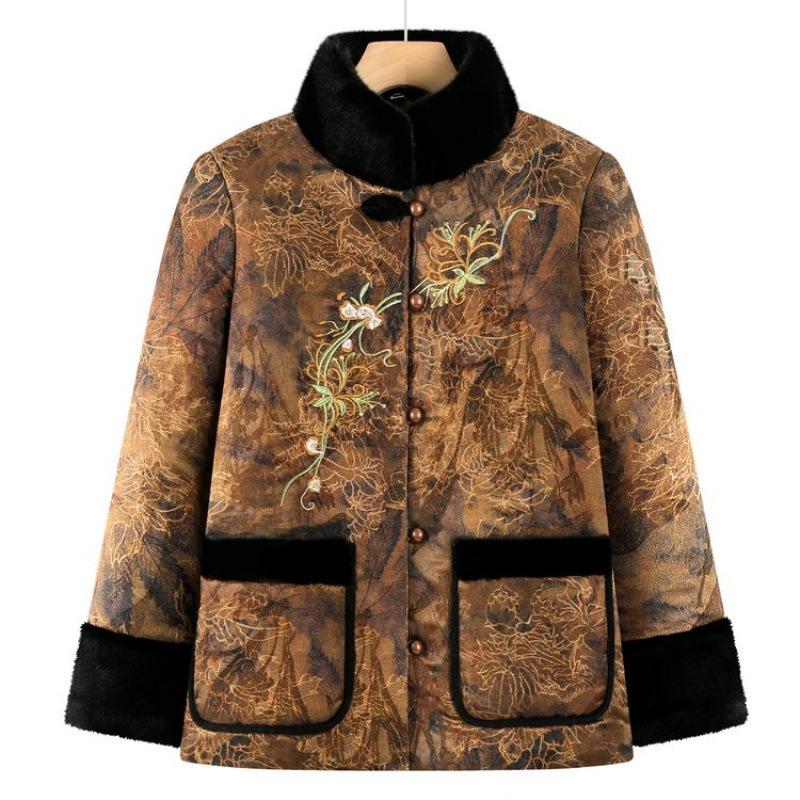 Winter velvet thickened padded jacket for the elderly and women