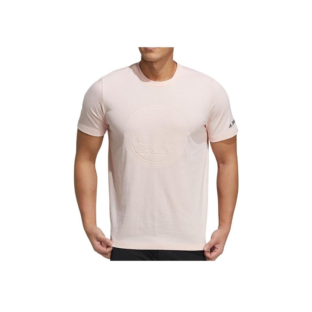 Adidas Logo Crew Neck Pullover Short Sleeve T-Shirt Unisex Tops Pink GN9461