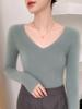 Women's V-Neck Cashmere Sweater - Loose Fit, Solid Color, Autumn/Winter Style