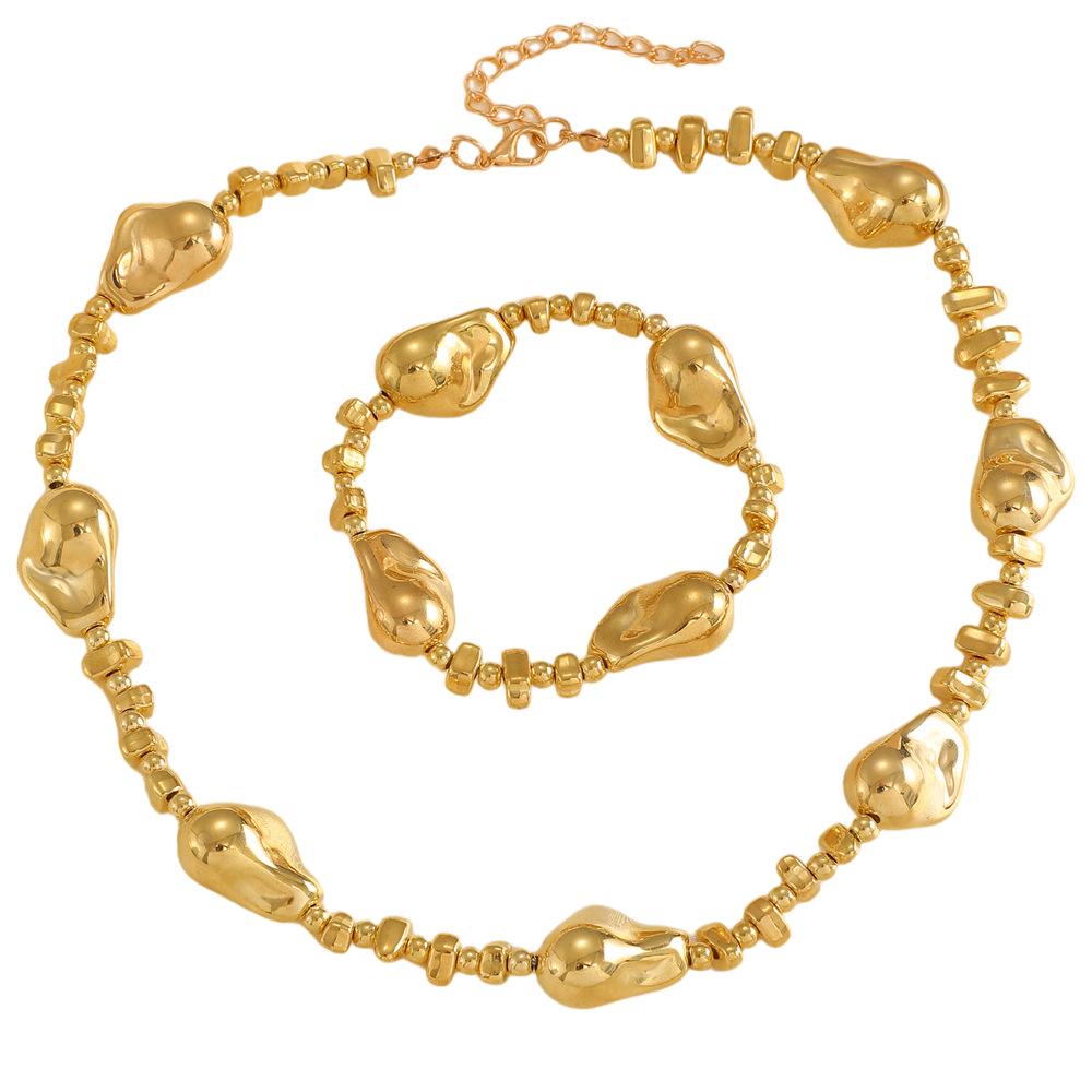 Barokowy nieregularny zestaw naszyjnika i bransoletki z pereł w kolorze srebra dla kobiet