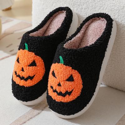 Nuove pantofole di cotone invernali calde del fumetto della zucca di Halloween per uomini e donne coppie pantofole di cotone per interni domestici