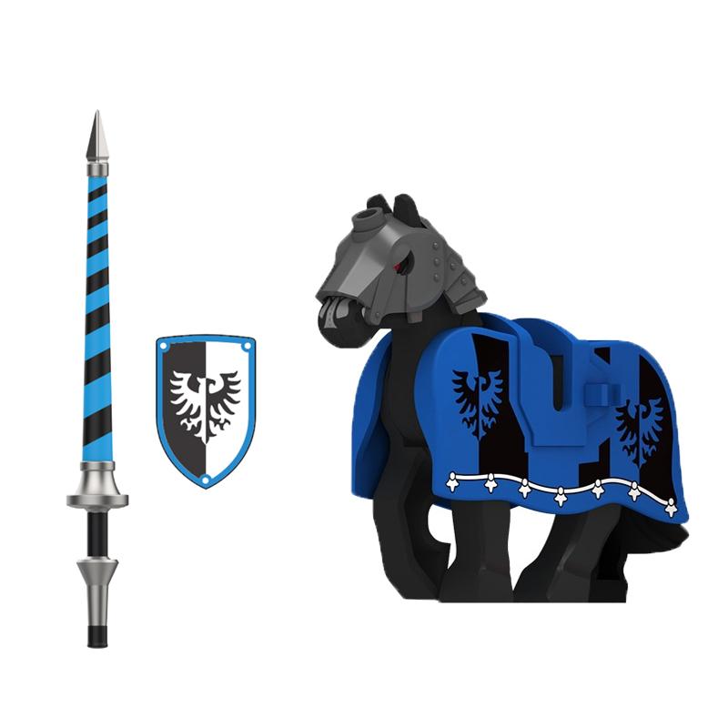Medieval Castle Soldier Military Accessory Building Blocks Dragon Black Eagle Knight Figures Shield Spear Armor Army Bricks Toy