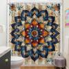 Mandala Shower Curtain Boho Bathroom Decor Vintage Floral Tapestry Pattern Curtain Hippie Indian Aesthetic Blue Orange Beige
