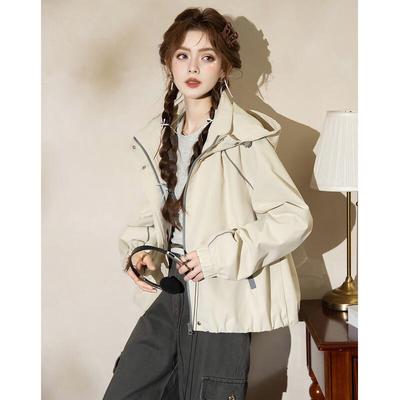 ET BOITE Women's Contrast Hooded Casual Jacket