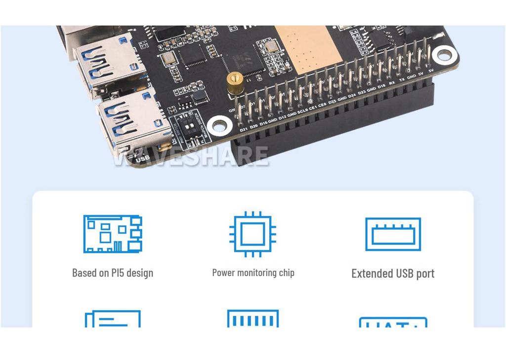 Raspberry Pi 5 PCIe to MiniPCIe Gigabit Ethernet Adapter with USB 3.2, Driver-Free Plug-and-Play