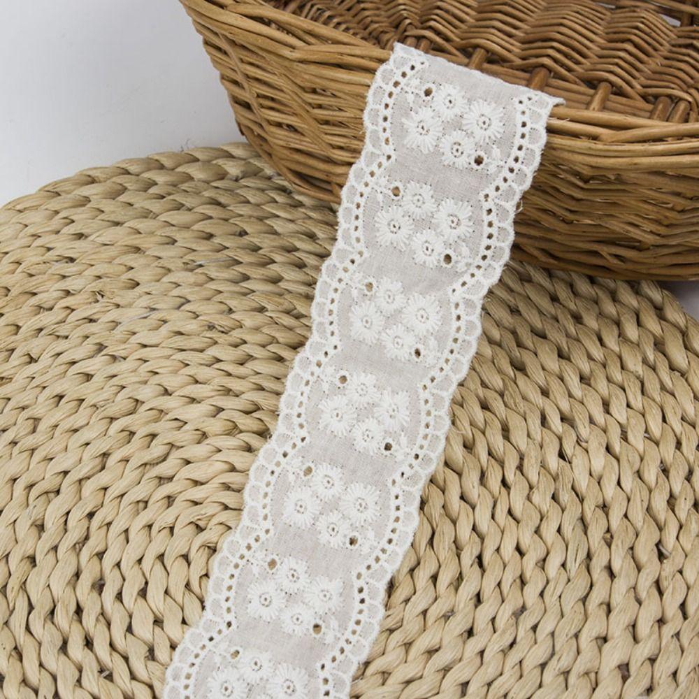 15 Yards Pure Cotton Sewing Trim White Hollowed Out Flowers Lace Trim Multi-size Decor Ribbon Lace Trim Ribbon Clothing Decor