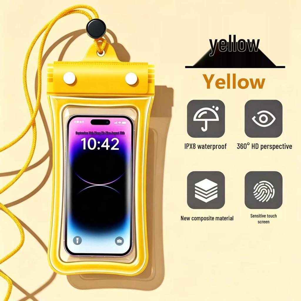Waterproof Floating Phone Pouch with Airbag, Touchscreen Compatible, Ideal for Swimming, Rafting, and Rainproof for Food Delivery Riders.