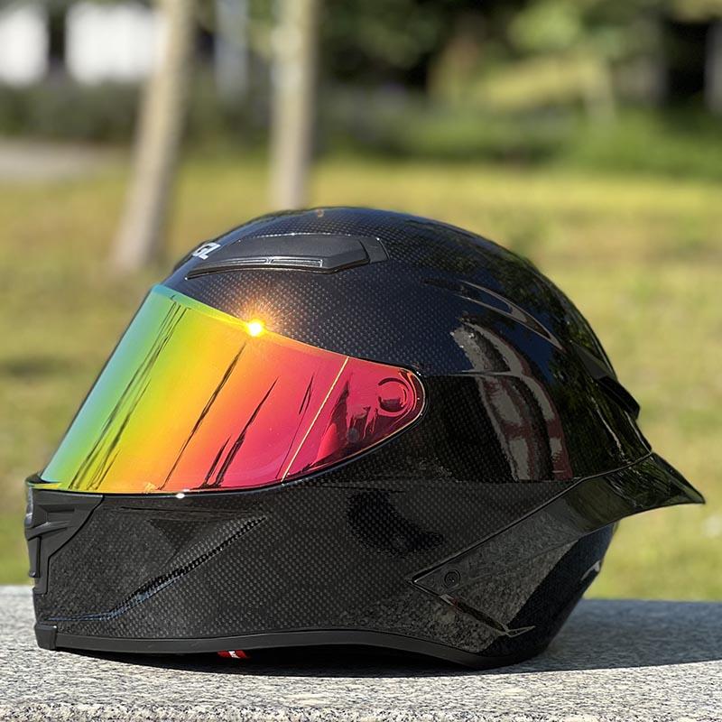 Men and Women Racing Full Face Helmet Motorbike Casco Capacete New Arrival Black Serpentine Helmet With Big Spoiler