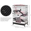 3-Tier Metal Cage with Tray for Rodents, Rabbits and Ferrets with 4 Wheels, 81.2x52.7x114cm, Black