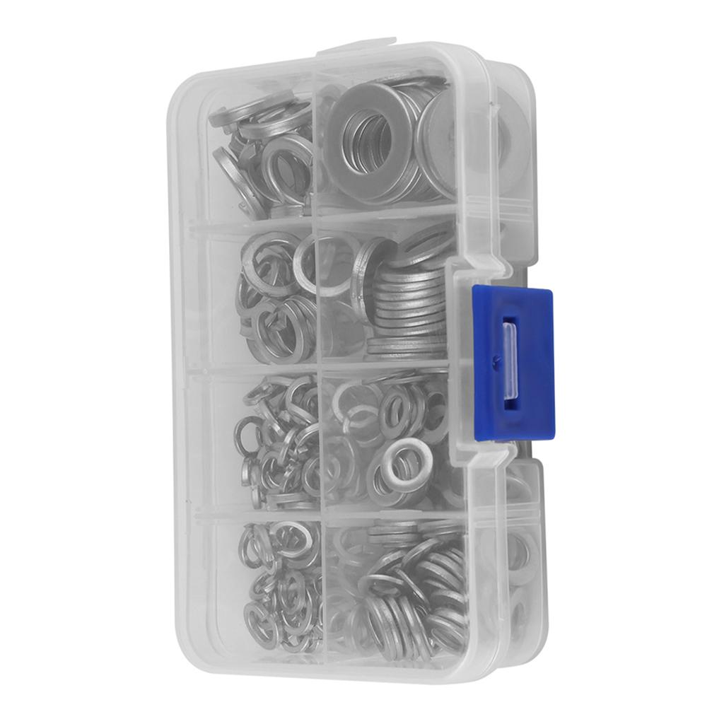 200 PCS Stainless Steel Flat & Spring Washer Lock Tool Kit M5 M6 M8 M10 with Box