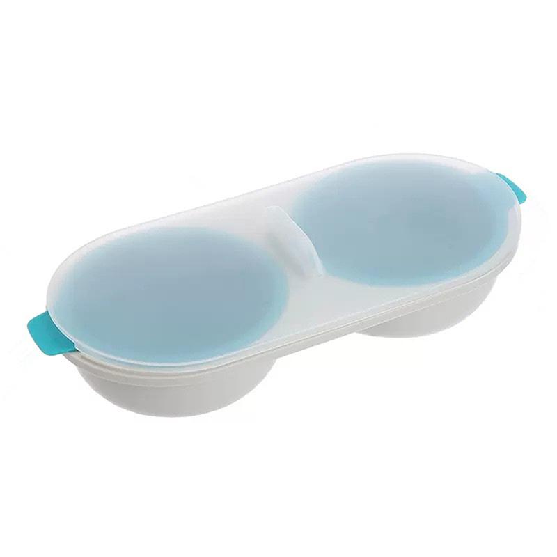 Microwave Eggs Poacher,Double-Cup Egg Boiler,Kitchen Gadget,  Spring Egg Mold,Cooking Tools,Clear Water Lotus Egg Maker