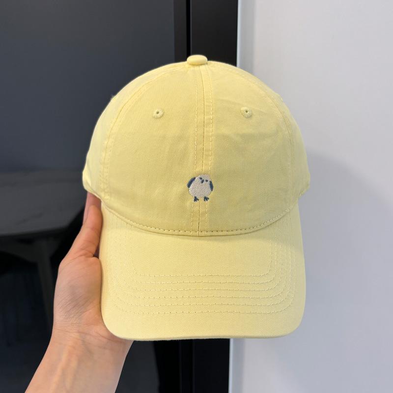 Cute cartoon chick embroidered baseball cap female new wide brim showing face small hat soft top cap male