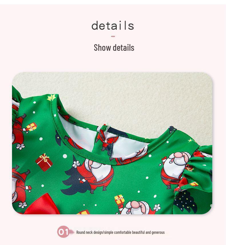 Tuta-vestito da neonata per Natale con testa di Babbo Natale - Pezzo unico a maniche lunghe per bambina Autunno/Inverno