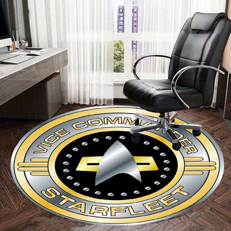1pc Starfleet Vice Commander Badge Round carpet, Made of Polyester,Perfect for Decorating Office Chairs, Living Rooms,Vibrant Decorative Rug